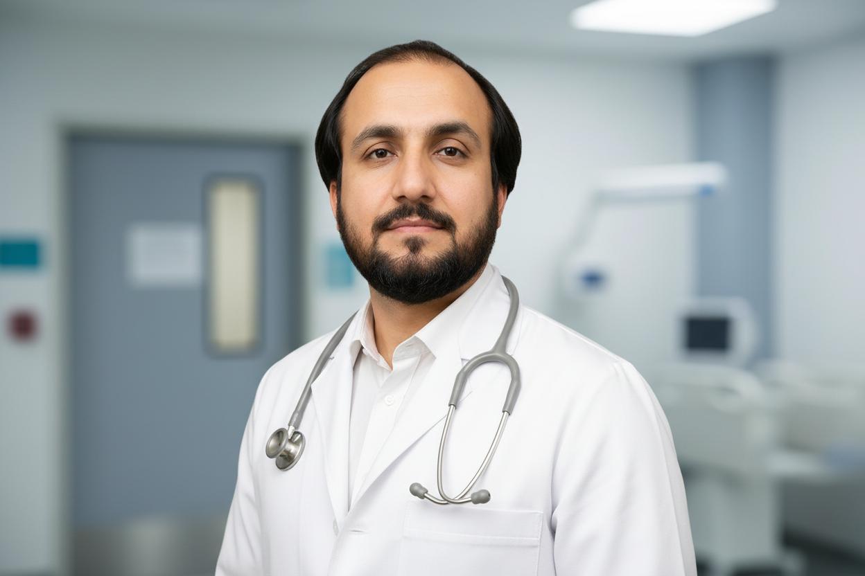 Portrait of a doctor in a white coat.
